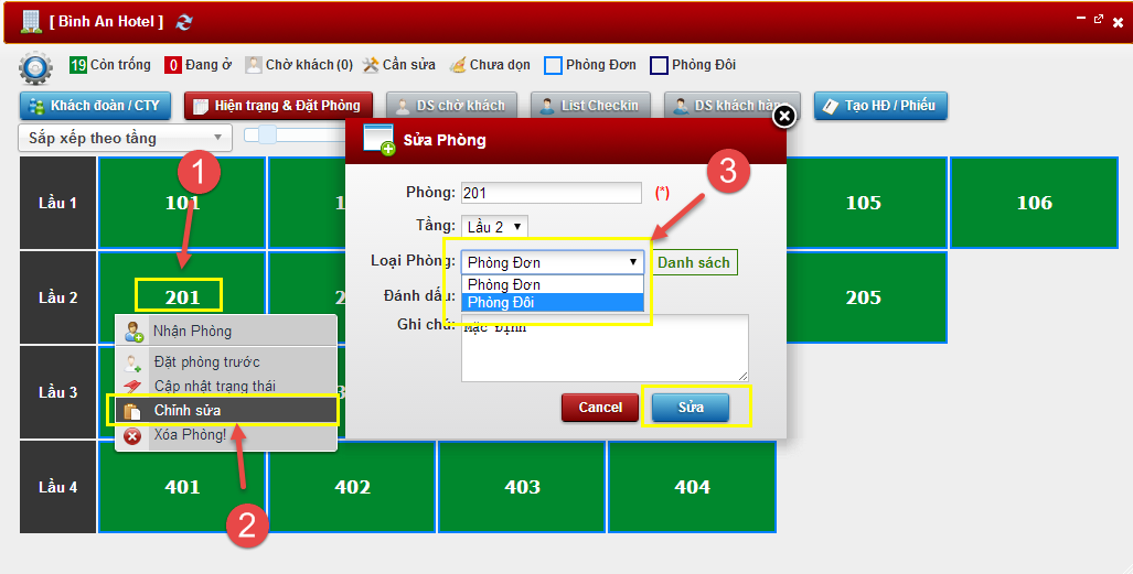 Chỉnh sửa loại phòng