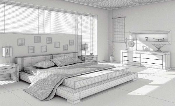Thiết kế 3D phòng ngủ sử dụng nhiều cửa kính