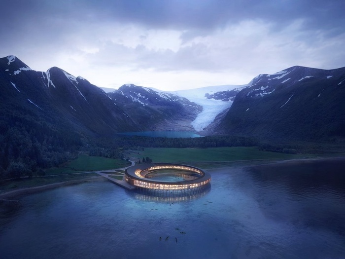 Khách sạn xây dựng trên sông băng miền bắc Na Uy như chẳng khác gì bộ phim khoa học viễn tưởng