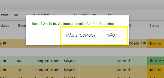 Lựa chọn mẫu confirm booking có hiển thị tên để dễ dàng lựa chọn hơn