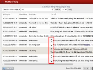 Hiển thị thêm nhật ký nào được thao tác trên APP điện thoại trong nhật ký sử dụng