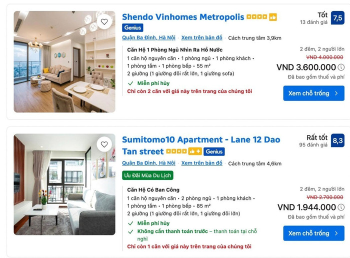 Nhiều khách sạn quanh khu vực phường Ba Đình hiện chỉ còn rất ít phòng trống