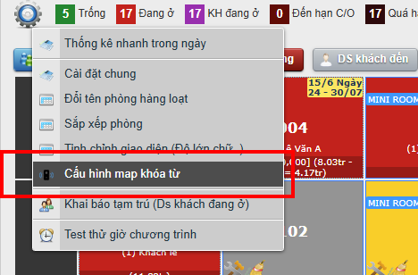 Cấu hình map khóa từ phần mềm quản lý khách sạn Skyhotel
