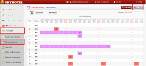 Lịch dọn phòng phần mềm khách sạn Skyhotel