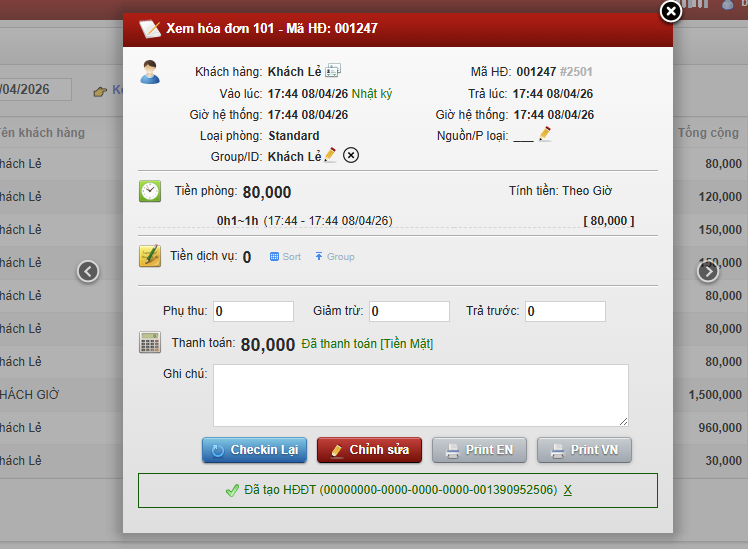 Liên kết xuất hóa đơn điện tử trong phần mềm quản lý khách sạn Skyhotel